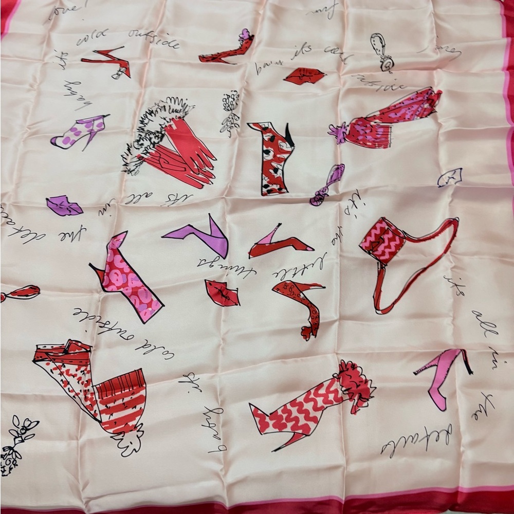 Ann Taylor 100% silk Pink and Red Fashion Print Scarf